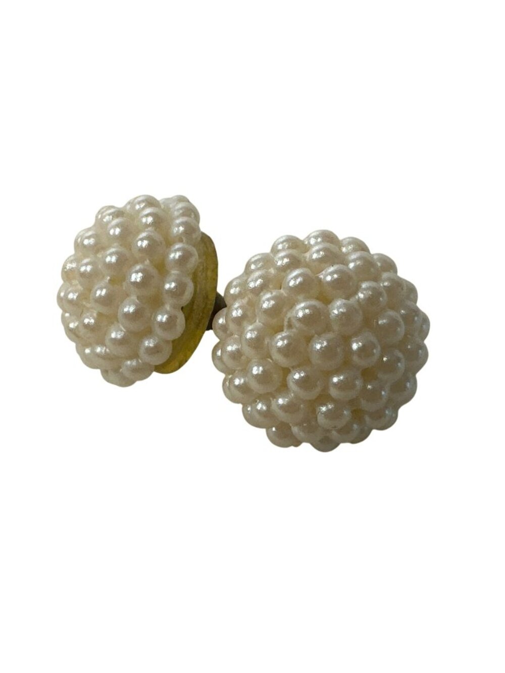 Vintage Earrings Faux Pearl Dome Studs 1/4" Diameter Granny Core Dainty